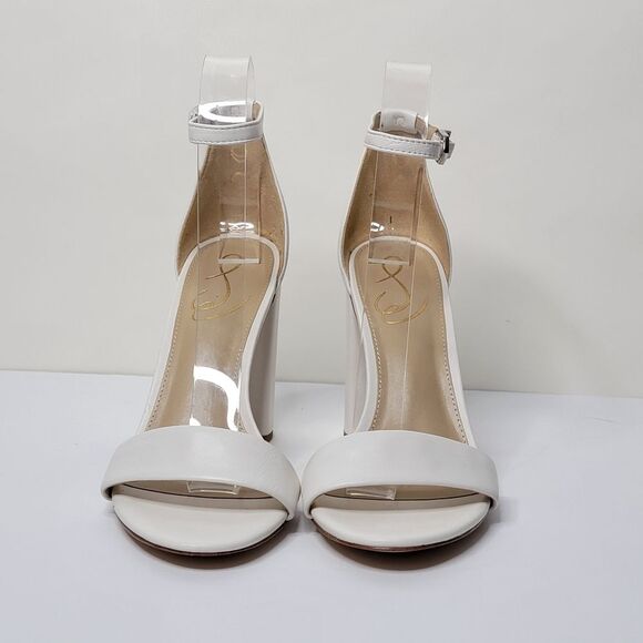 New Sam Edelman White Yaro Leather Ankle Strap Block Heel Dress Sandals - Picture 3 of 12